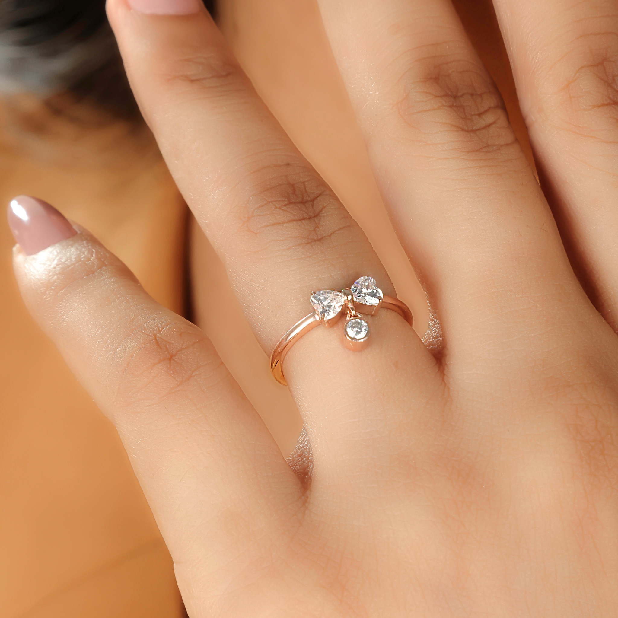 Sparkling Bow Charm Engagement Ring – Hallmarked 925 Sterling Silver Rose Gold Plated | Elegant & Romantic Jewelry